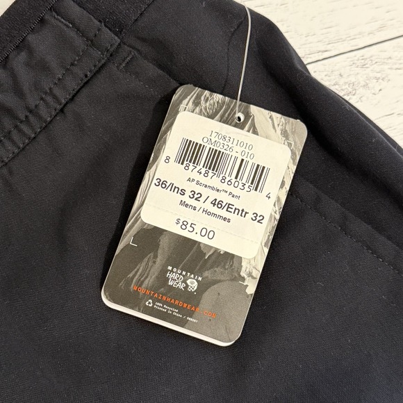 Mountain Hardwear AP Scrambler Pants Men 36x32 Black Hiking Pants Stretch OM0326 - Picture 6 of 7